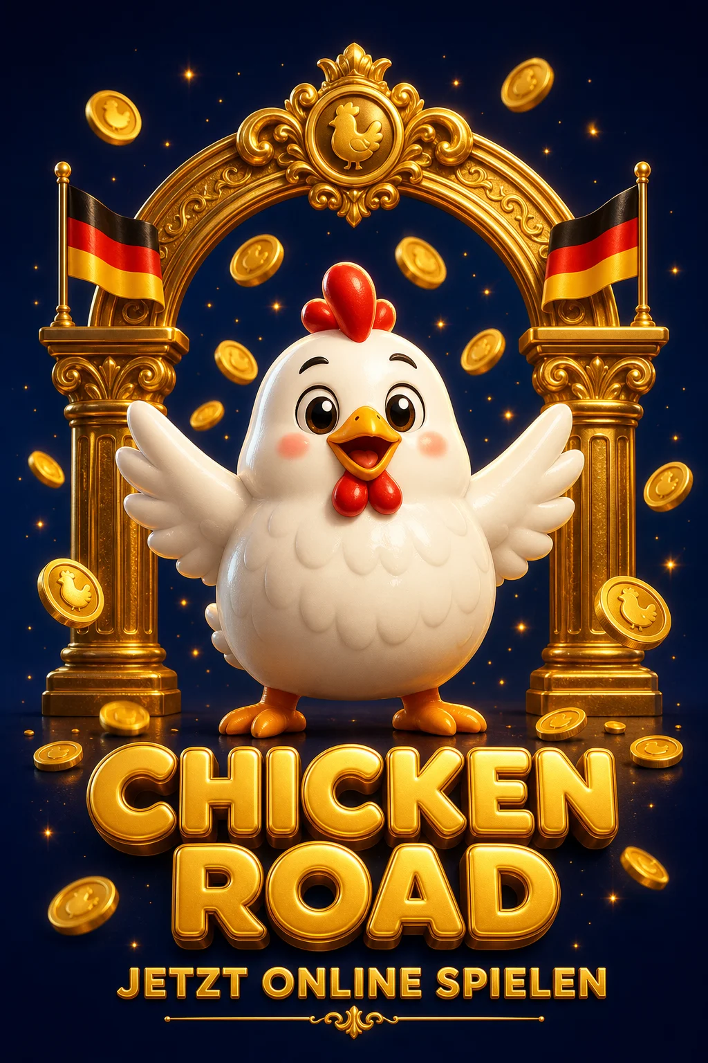 Chicken Road Spiel - Huhn überquert Strasse mit steigendem Multiplikator